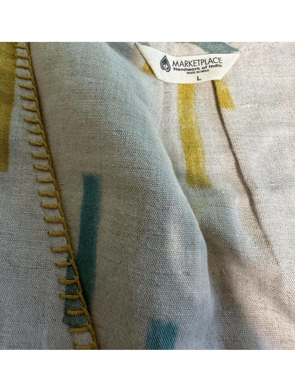 Marketplace Handwork of India Sleeveless Linen Blend Top Tunic Multicolor Boho - Picture 4 of 5